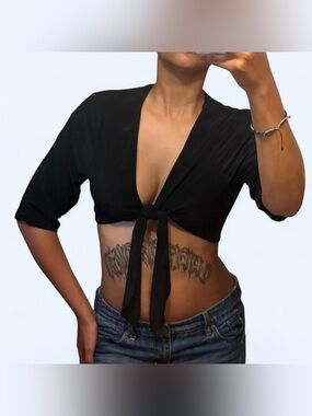 Goth Cropped Tie Cardigan Top by Perceptions!